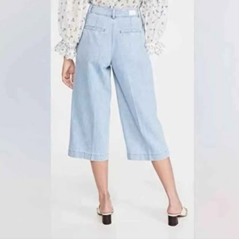 PAIGE Denim Clarice Culotte Jeans Light Fauna Wash Size 28 Cropped Wide Leg - Picture 12 of 12